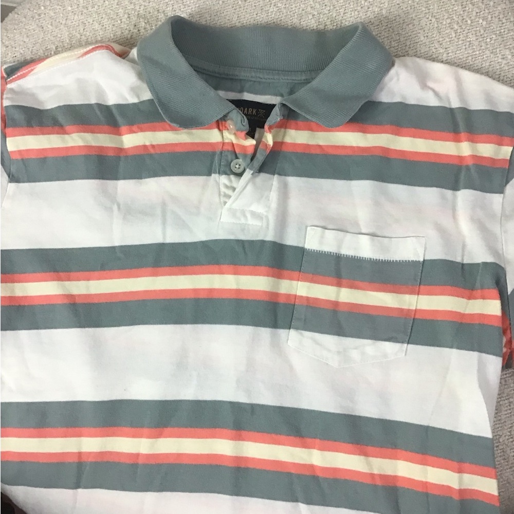 Roark Men's One Eyed Jack Striped Cotton Knit Polo Shirt SIZE Medium - Picture 6 of 9